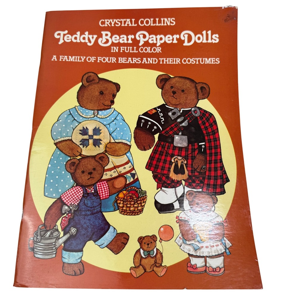 Vintage 1983 Teddy Bear Paper Dolls Crystal Collins Dover Publications Book